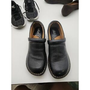 Bolo Women's Clog Slip on Black Leather Shoes Size 6.5